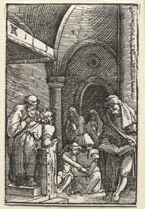 De val en verlossing van de mens: Christus in discussie met de dokters door Albrecht Altdorfer