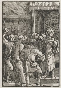 De Val en Verlossing van de Mens: Christus voor Kajafas door Albrecht Altdorfer