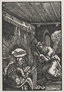 De val en verlossing van de mens: De annunciatie, ca. 1513 door Albrecht Altdorfer