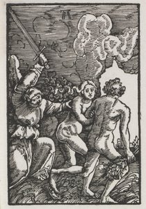 De Val en Verlossing van de Mens: De Verdrijving uit Eden, ca. 1515 door Albrecht Altdorfer