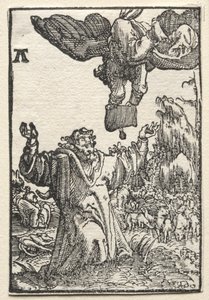 De val en verlossing van de mens: De boodschap van de engel aan Joachim door Albrecht Altdorfer