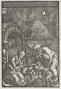 De Val en Verlossing van de Mens: De Geboorte door Albrecht Altdorfer