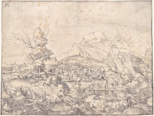 Het grote landschap met de watermolen