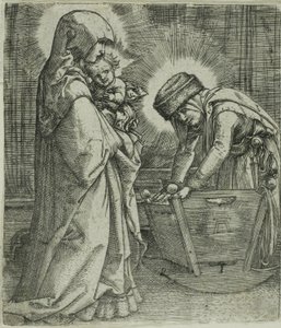 De Maagd en Kind met Sint Anna bij de Wieg door Albrecht Altdorfer
