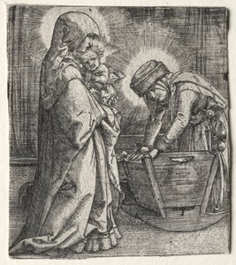 De Maagd met het Kind en Sint-Anna bij de wieg door Albrecht Altdorfer