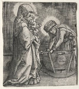De Maagd met het Kind en Sint Anna bij de wieg, 1520-1526 door Albrecht Altdorfer