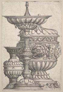 Drie Elegante Vaten op een Witte Achtergrond, ca. 1525
