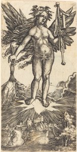 Gevleugelde vrouw op een ster door Albrecht Altdorfer