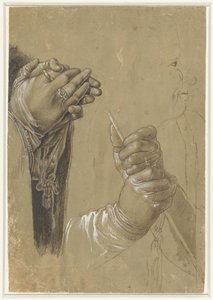 Handen en een profielkop door Albrecht Dürer (possibly)