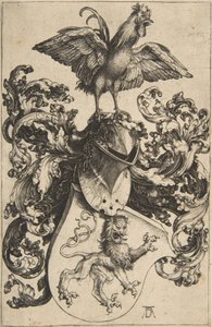 37 Wapenschild met leeuw en haan door Albrecht Dürer