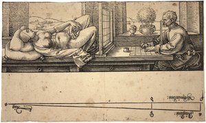 Kunstenaar Tekent een Naakt met Perspectiefapparaat, 1538 door Albrecht Dürer