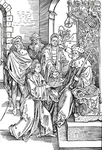 Celtes presenteert zijn boek aan de keurvorst van Saksen door Albrecht Dürer