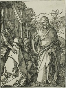 Christus neemt afscheid van zijn moeder, uit De Kleine Houtsnede Passie door Albrecht Dürer