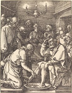 Christus wast de voeten van de discipelen door Albrecht Dürer