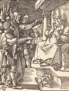 Christus voor Kajafas, waarschijnlijk ca. 1509-1510 door Albrecht Dürer