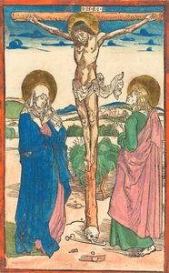Christus aan het kruis tussen de Maagd en Sint Jan door Albrecht Dürer