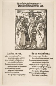 Christus aan het kruis tussen de Maagd en Sint Jan, eerste blad van twee, 1510 door Albrecht Dürer