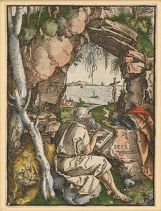 De heilige Hiëronymus in de rotsgrot door Albrecht Dürer