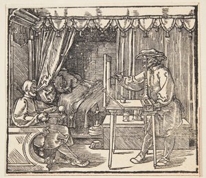Tekenaar die een portret tekent door Albrecht Dürer
