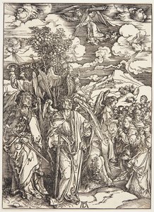 Vier engelen die de winden tegenhouden door Albrecht Dürer