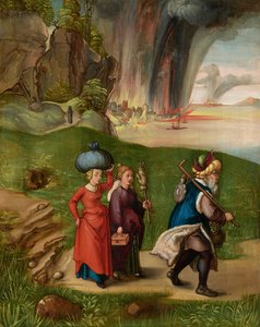 Duits: Lot und seine Töchter Lot en zijn dochters door Albrecht Dürer
