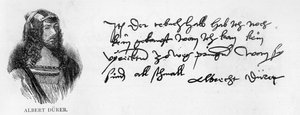 Handschrift en handtekening van Albrecht Dürer