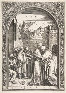 Joachim en Anna bij de Gouden Poort, uit Het leven van de Maagd door Albrecht Dürer