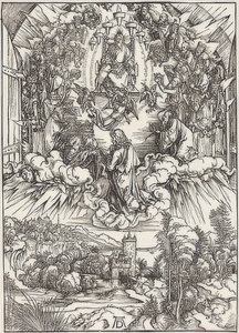 Johannes voor God de Vader en de Oudsten, uit de reeks van de Apocalyps. 1496