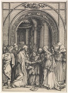 Leven van de Maagd:  Huwelijk van de Maagd en St. Jozef door Albrecht Dürer