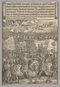 Maximiliaan en Hendrik VIII van Engeland, plaat 22 uit Historische Scènes uit het Leven van Keizer Maximiliaan I uit de Triomfboog door Albrecht Dürer