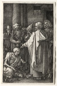 Petrus en Johannes Genezen de Kreupele bij de Tempelpoort door Albrecht Dürer