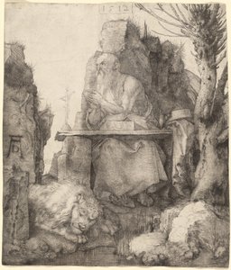 Sint Hiëronymus bij de knotwilg door Albrecht Dürer