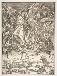 Sint Michaël en de draak, uit De Apocalyps, ca. 1498 door Albrecht Dürer