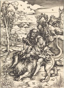 Simson vecht met de Leeuw door Albrecht Dürer