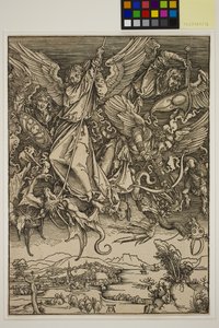 Sint-Michiel vecht tegen de draak door Albrecht Dürer