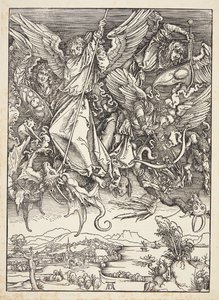 St. Michael vecht tegen de draak door Albrecht Dürer