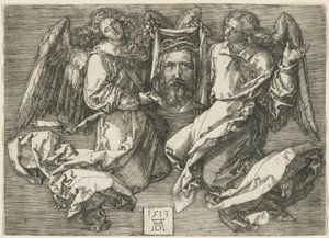 Sudarium getoond door twee engelen door Albrecht Dürer