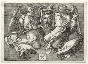 Sudarium getoond door twee engelen door Albrecht Dürer