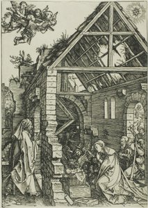De aanbidding van de herders, uit Het Leven van de Maagd door Albrecht Dürer