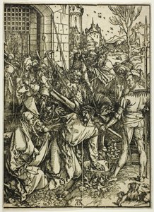 Het dragen van het kruis, uit De Grote Passie door Albrecht Dürer