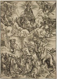 Het Beest met Twee Hoorns als een Lam door Albrecht Dürer