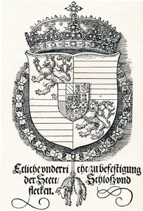 Het wapen van Ferdinand I, koning van Hongarije en Bohemen door Albrecht Dürer