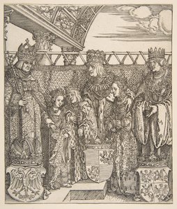 Het congres van prinsen in Wenen, uit de Triomfboog van keizer Maximiliaan I, 1515 door Albrecht Dürer