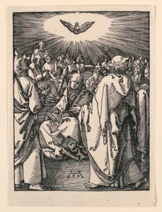 De nederdaling van de Heilige Geest (Pinksteren), uit de Kleine Passie-serie door Albrecht Dürer