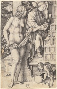 De Droom van de Dokter (Verleiding van de Luiaard) door Albrecht Dürer