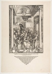 De Verheerlijking van de Maagd, uit Het Leven van de Maagd, Latijnse Editie, 1511 door Albrecht Dürer