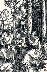 De kluizenaars St. Antonius en St. Paulus door Albrecht Dürer