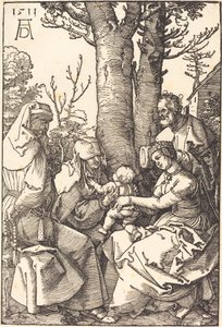 De Heilige Familie met Joachim en Anna onder een Boom door Albrecht Dürer