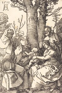 De Heilige Familie met Joachim en Anna onder een boom door Albrecht Dürer