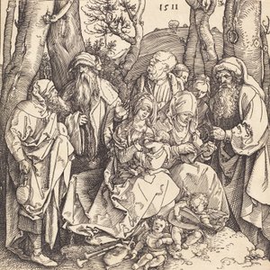 De Heilige Familie met twee muziekmakende engelen, 1511 door Albrecht Dürer
